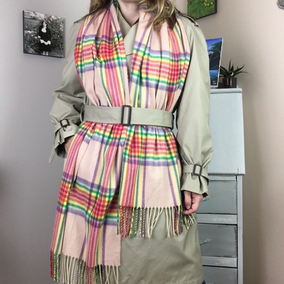 Topshop Rainbow Plaid Soft Fringe Knit Scarf - Picture 2 of 8